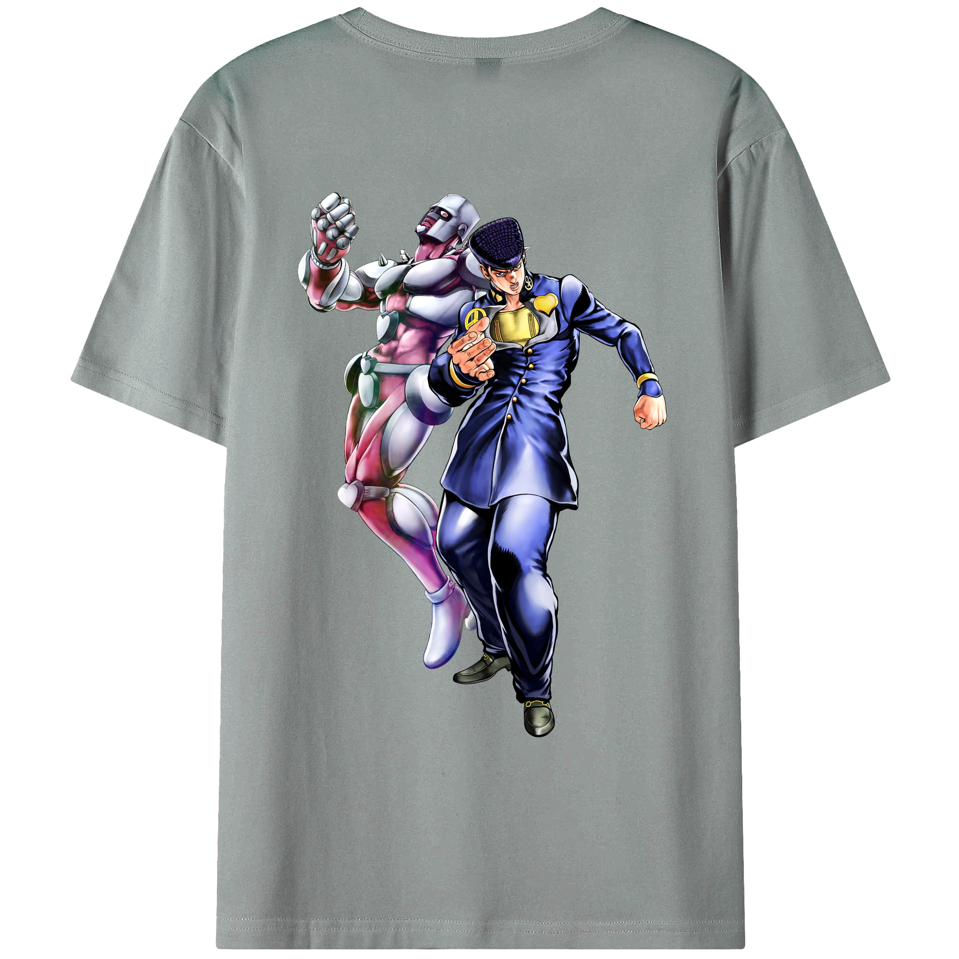 （画像用） ジョジョの奇妙な冒険 ひがしかた じょうすけ JoJo's Bizarre Adventure Higashikata Josuke 綿100％ メンズ半袖Tシャツ（バックプリント） 通気性